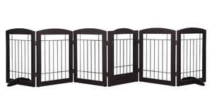 lot 72 image: 6 Panel Spirich Freestanding Wire Pet Gate for Dogs, 30 inches Tall Dog Gate for The Houes