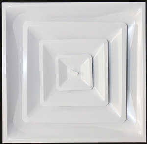 lot 122 image: Drop Ceiling HVAC Supply Grille - for T-Bar Lay-in - 3 Coned - 24 x 24 - for 6 Vent Connection