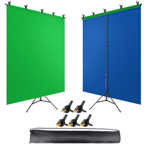 lot 124 image: Green Blue Backdrop with Stand Kit 5 x 6.5 Ft