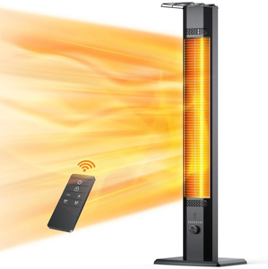 lot 132 image: Outdoor Patio Heater, 42in Infrared Heater with Remote, 9 Heat Levels