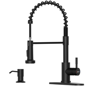 lot 136 image: APPASO Black Kitchen Faucet with Soap Dispenser and Pull Down Sprayer
