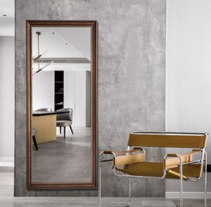 lot 137 image: Full Length Mirror, Floor Mirror Beaded Frame with Stand Wall-Mounted or Leaning