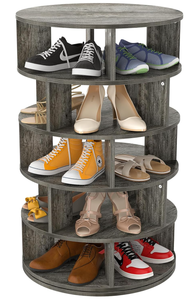lot 178 image: Aheaplus Rotating Shoe Rack, 5-Tier Wood Shoe Organizer for Closet, 360° Spinning Shoe Rack