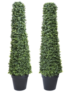 lot 181 image: LOT OF 2 Artificial Boxwood Topiary Cone Shaped Tree