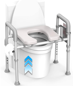 lot 199 image: Raised Toilet Seat with Handles - Cozy Padded Elevated Medical Toilet Seat Riser