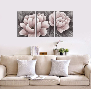 lot 200 image: Biuteawal Flower Canvas Wall Art Abstract Pink and Gray Wall Artworks