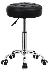 lot 256 image: KKTONER Round Rolling Stool Chair PU Leather Height Adjustable Shop Stool