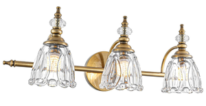 lot 276 image: Brushed Gold Bathroom Vanity Light, 3 Light Vanity Lighting Fixtures