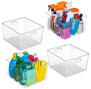lot 291 image: LOT OF 4 ClearSpace Clear Plastic Storage Bins  XL Perfect for Kitchen
