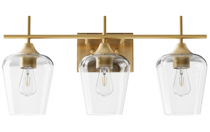 lot 213 image: VONLUCE 3-Light Gold Vanity Light Fixtures Over Mirror
