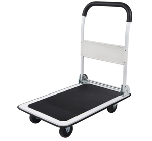 lot 305 image: LEADALLWAY Foldable Push Cart Platform Cart  4 Wheels 28.7 x 18.5 x 32.3 inches White