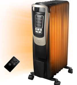 lot 317 image: PELONIS Champagne Oil Filled Radiator Heater with Remote and Thermostat