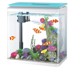 lot 337 image: PONDON 7.9 Gallon Fish Tank, Glass Aquarium Series 2 (White-Blue)