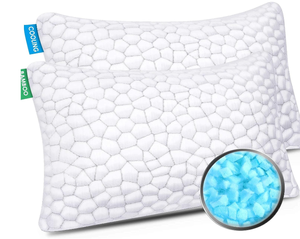 lot 341 image: Standard Pillows Set of 2 Cooling Bed Pillows for Sleeping, 2 Pack Standard Size Shredded Memory Foam Pillows Adjustable Cool BAMBOO Pillow for Side