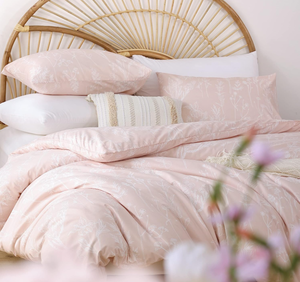 lot 344 image: JANZAA Pink Comforter Set Floral Comforter Set 3 PCS- Queen Size