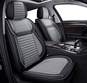 lot 347 image: LINGVIDO Leather Car Seat Covers (2 PCS Front Seat, GrayBlack)