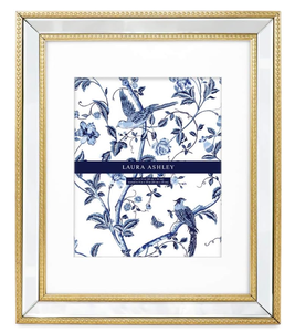 lot 351 image: Laura Ashley 11x14 (Matted 8x10) Gold Mirror Bead Picture Frame