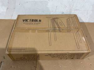 lot 279 image: Victrola Wooden Stand for Wooden Music Centers with Record Holder Shelf, Mahogany
