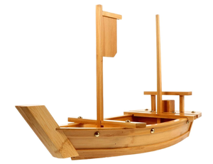 lot 357 image: 24 Inch Wooden Sushi Boat Serving Tray
