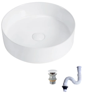 lot 38 image: 14 Inch Small Vessel Sink for Bathroom Round Countertop Bathroom Sinks Modern