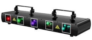 lot 96 image: DJ Laser Lights, UKing 5 Beam Effect Sound Activated DJ Party Lights RGBYC LED
