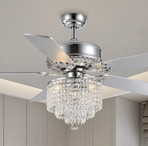 lot 62 image: 52 Inch Crystal Ceiling Fan with Lights Chrome Chandelier Remote Control