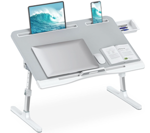 lot 400 image: HETTHl Laptop Desk for Bed, Adjustable Bed Desk with Foldable Legs Storage Drawer