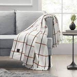 50x60 Cozy Heated Throw Blanket - Brookstone-Camel Window Pane