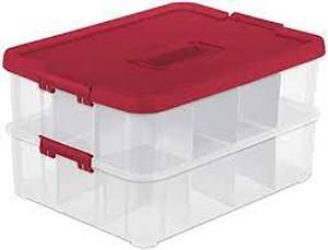 24 Compartment Stack & Carry Christmas Ornament Storage Box