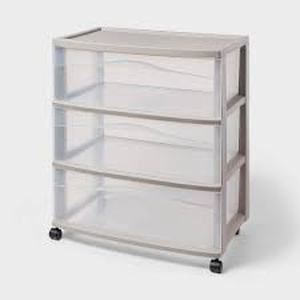3 Drawer Wide Cart Tower Gray - Brightroom