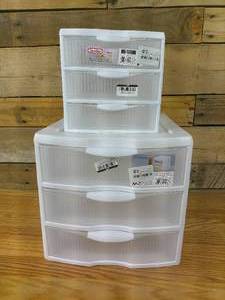 Combo of Clearview 3-Compartment Plastic Drawer Units- 1 Small & 1 Big