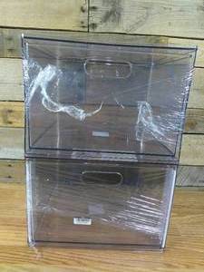 Set of 2 All Purpose Single Drawer Storage Clear
