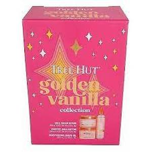 Tree Hut Golden Vanilla Gift Set-3pc Sugar Scrub Whipped Body Butter Shave Oil