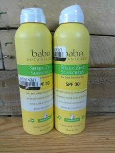 Set of 2 Babo Botanicals Sheer Mineral Sensitive Sunscreen Spray SPF 30, 6 Oz