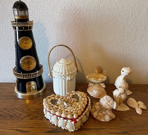 Lighthouse, PartyLite Candle and Seashell Decor Lot