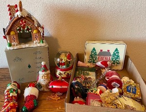 Partylite Gingerbread House and Christmas Ornament Lot