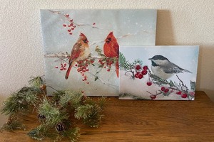 Set of Christmas Canvas prints, battery operated light up