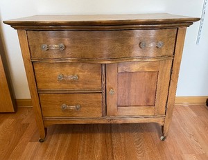Vintage CommodeSide TableCoffee Bar on wheels with glass handles