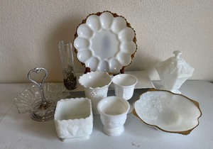 Vintage Milk Glass Lot with Egg Plate