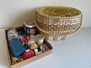Sewing Notions and Vintage Sewing Basket