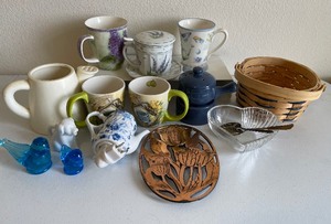 Victorian Garden and Glass Bluebirds Lot