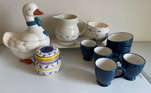 Blue and White Longaberger Pitcher Lot