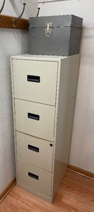 Metal Four Drawer file cabinet and document box