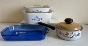 Corning Ware Lot Blue Flowers