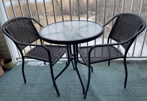 Outdoor Patio Bistro Table and two chairs with cover