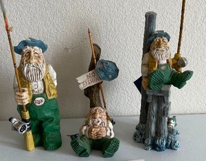 Lot of 3 David Frykman Fisherman Figurine Collectibles