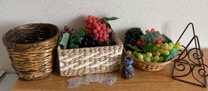 Large lot Faux grapes and basket lot