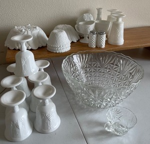 Large Milk Glass and Punch Bowl lot