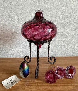 Blown Glass Hummingbird Feeder and Mt. St. Helens Glass Egg