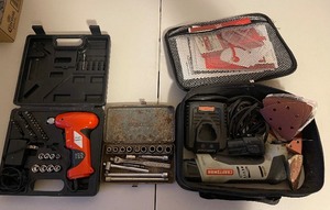 Large lot of Tools-Craftsman Sander, Socket Set, Electric Screwdriver misc